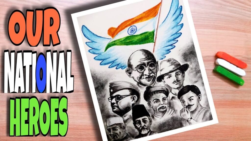 republic day drawing Freedom Fighters Tribute