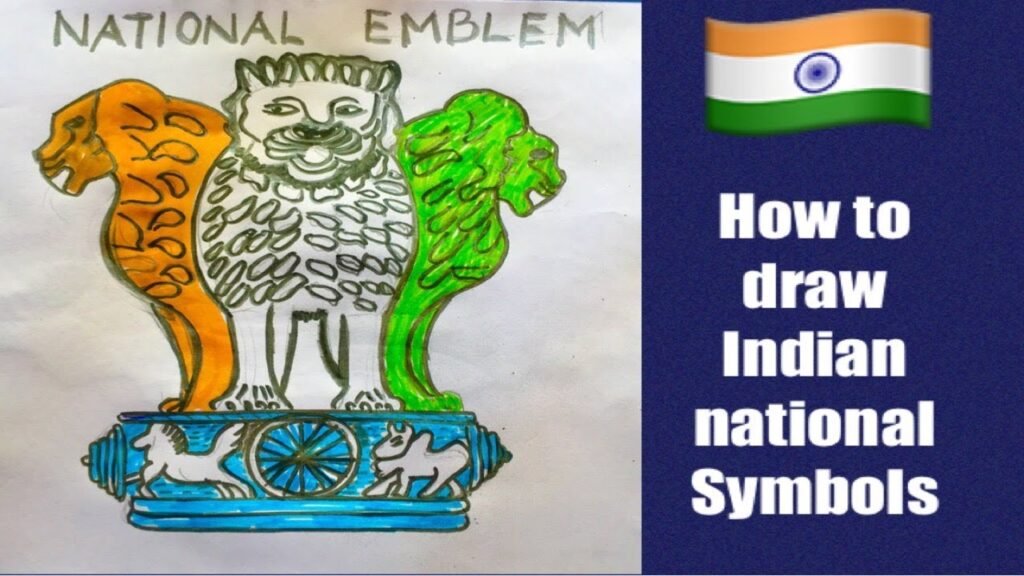 republic day drawing National Emblems
